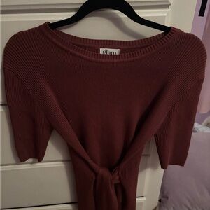 Glam Women's Warm Brown Tie-Front Sweater